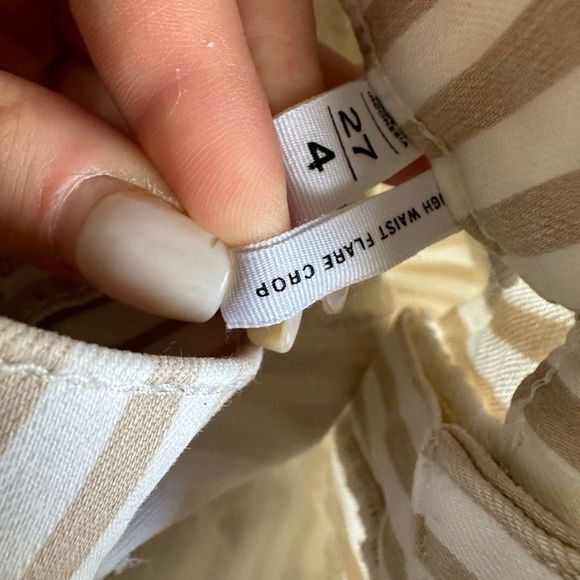 Loft Striped Jeans with Flare Hems with Fringe Size 4 27 white beige boho - Picture 4 of 6